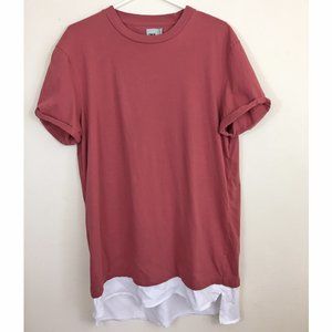 Asos Long Layered Look T-shirt Red/Pink L